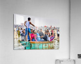 People sit on a boat on the Ganges River Acrylic Print