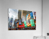 Crowd gathers in Times Square with bright ads in New York City Acrylic Print