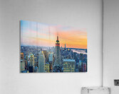 Aerial view of Empire State Building at sunset in New York City Acrylic Print