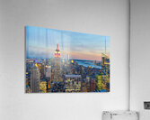 Manhattan aerial view showing Empire State Building at sunset Acrylic Print