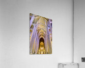 Manhattan cathedral interior showing arches and altar area Acrylic Print
