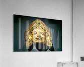 Golden face mask displayed at the Asian Art Gallery in Manhattan Acrylic Print