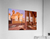 Noto Cathedral in Sicily glows at dusk with streetlights Acrylic Print