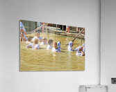 Visitors participate in baptism ceremony at Jordan River site Acrylic Print