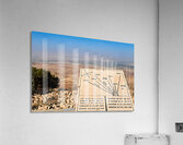 View from Mount Nebo shows signs and the Landscape of Jordan Acrylic Print