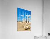 Ruins of the Citadel in Amman with pillars and cloudy sky Acrylic Print