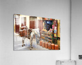 Donkey carrying gas cylinders through Fez Medina streets Acrylic Print