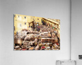 Chouara Tannery in Fez Morocco showing leather dyeing process Acrylic Print