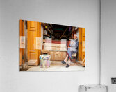 Old man in second hand shop at medina in Fez Morocco Acrylic Print