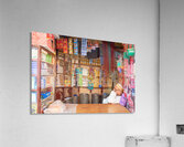 Grocer sleeping in shop in Marrakesh during afternoon hours Acrylic Print