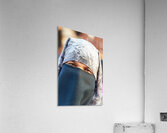 Veiled Moroccan woman in Marrakesh market on a sunny day Impression acrylique