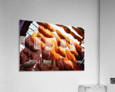 Colorful threads hanging in the dyers souk of Marrakesh Morocco Acrylic Print