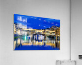 Ponte Vecchio bridge in Florence under evening sky over river Ar Acrylic Print