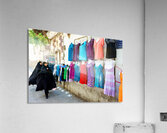 Women walk past colorful clothing displays in Damascus Syria Acrylic Print