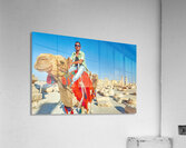 Camel driver in ancient Palmyra leading a tourist ride Acrylic Print