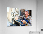 Shoemaker working in Aleppo souq in Syria Acrylic Print