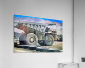 Giant mining dump truck in a dusty mountain quarry. Acrylic Print