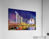 Sunset at marina bay sands artscience museum and helix bridge Acrylic Print
