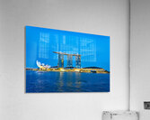 City skyline at sunset over Marina Bay with reflections on water Acrylic Print