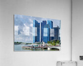 People are walking near a bridge in Singapores financial distri Acrylic Print