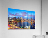 City lights shine over Marina Bay in Singapore at sunset Acrylic Print