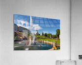 Visitors admire the fountains at Peterhof Palace Acrylic Print