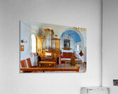 Wooden church interior with organ in Vik i Myrdal Iceland Acrylic Print