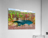 Exploring Kerid Crater in Iceland on a cloudy day Acrylic Print