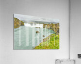 Exploring Godafoss waterfall in Iceland on a cloudy day Acrylic Print