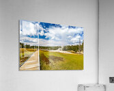 Visitors stroll the Upper Geyser Basin boardwalk Acrylic Print
