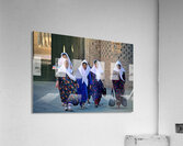 Women stroll through Khivas streets with tradition Acrylic Print