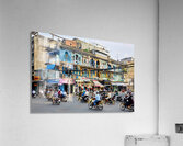Busy street scene in Ho Chi Minh City with motorbikes and shops Acrylic Print