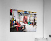 Market scene in Ho Chi Minh City with meat vendor and customer Acrylic Print