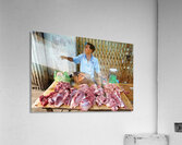 Local butcher selling meat in Phu Quoc market area Acrylic Print