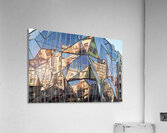 Modern building reflects city life in Bilbao Spain Acrylic Print