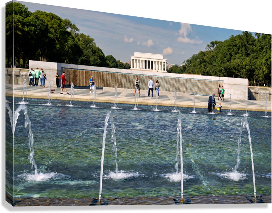 The Lincoln Memorial seen from the National World War II Memorial. Washington D.C.