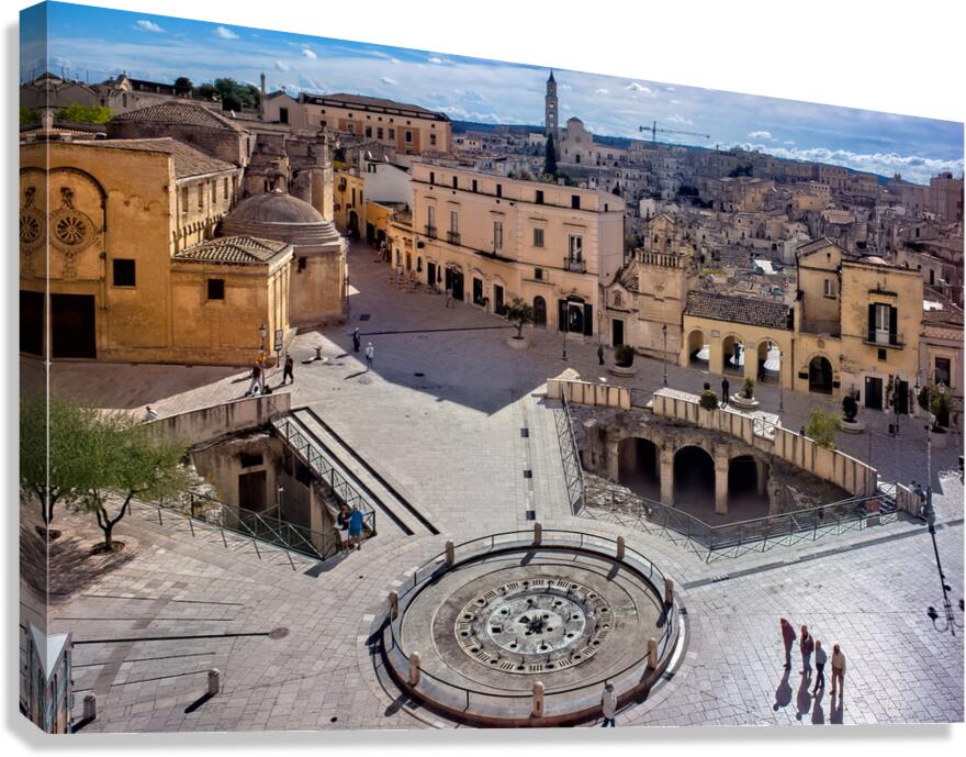 Matera Basilicata Italy. High angle view of Piazza Vittorio Veneto