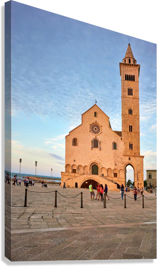 Apulia Puglia Italy. Trani. Basilica Cattedrale Beata Maria Vergine Assunta dedicated to Saint Nicholas at dusk