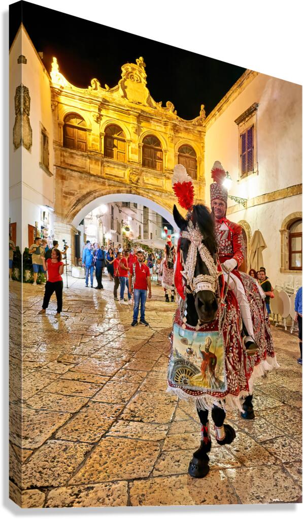 Apulia Puglia Italy. Ostuni. Festival of Saint Orontius. The cavalcata a procession of horses in the streets of the town