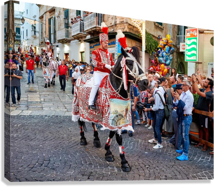 Apulia Puglia Italy. Ostuni. Festival of Saint Orontius. The cavalcata a procession of horses in the streets of the town