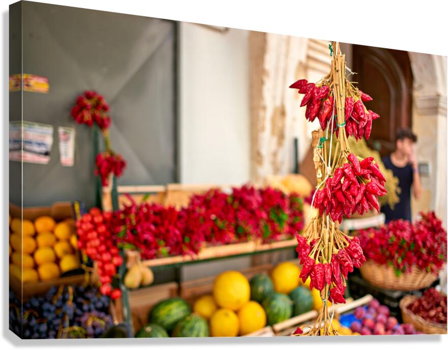Salento. Apulia Puglia Italy. Gallipoli. Dried red chili and fruit