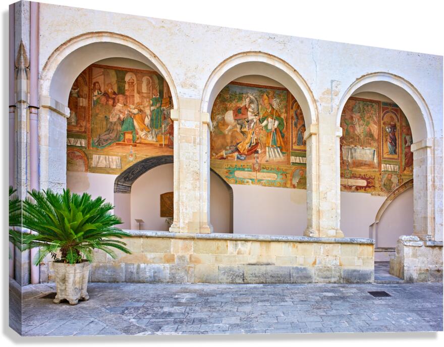 Salento. Apulia Puglia Italy. Galatina. Santa Caterina dAlessandria church. Frescoes in the cloister