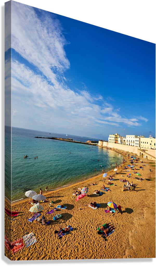 Salento. Apulia Puglia Italy. Gallipoli. People on the beach