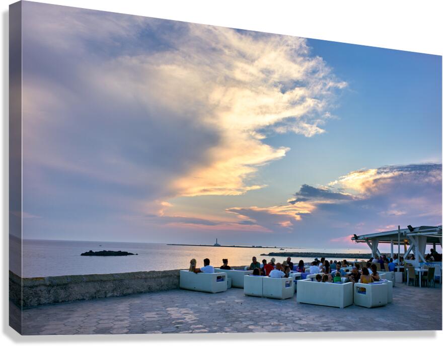 Salento. Apulia Puglia Italy. Gallipoli. Aperitif on the seafront at sunset
