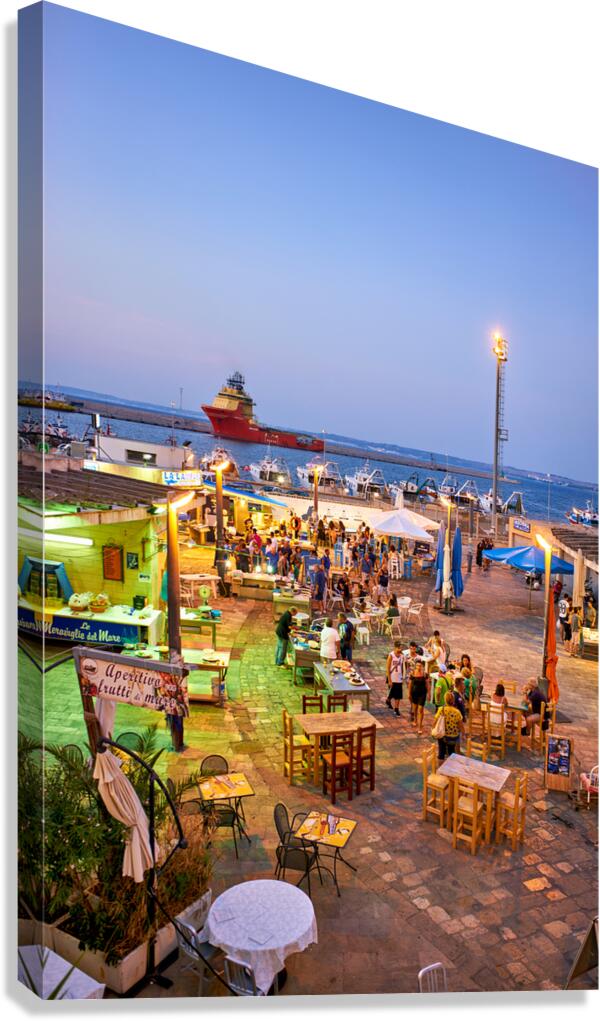Salento. Apulia Puglia Italy. Gallipoli. Fish restaurants at the harbour