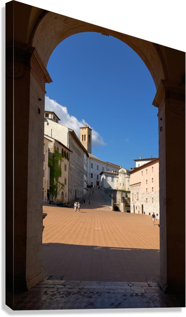 Spoleto Umbria Italy. Piazza del Duomo the theatre and Chiesa di SantEufemia