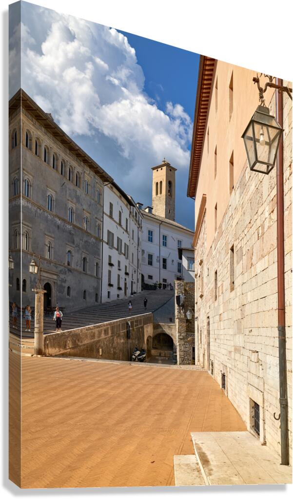 Spoleto Umbria Italy. Piazza del Duomo the theatre and Chiesa di SantEufemia