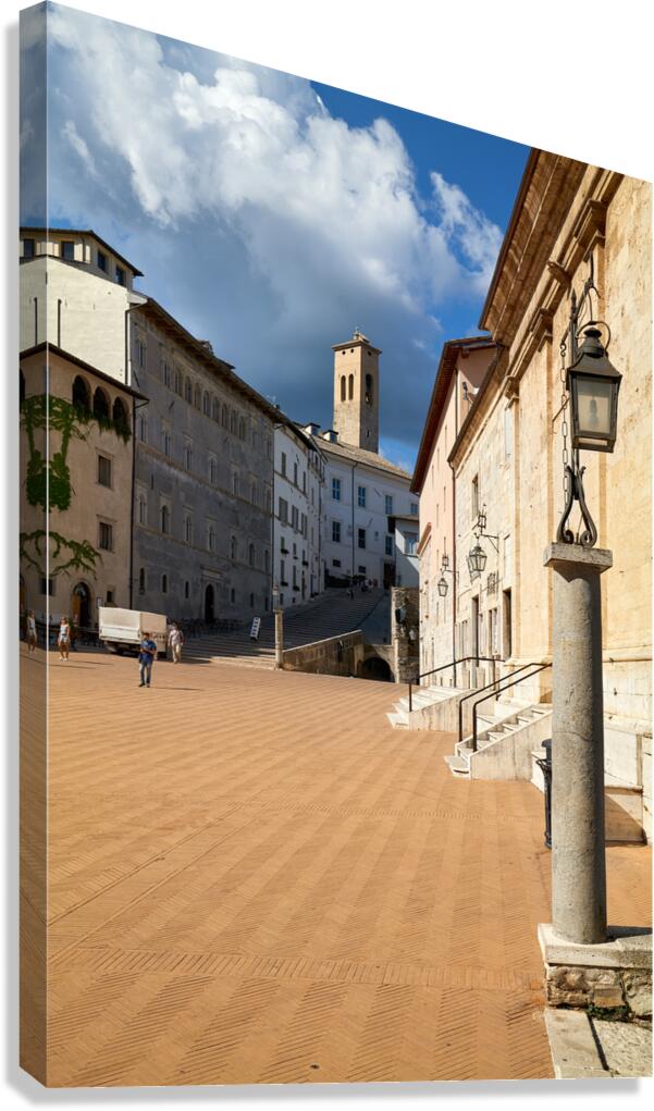 Spoleto Umbria Italy. Piazza del Duomo the theatre and Chiesa di SantEufemia