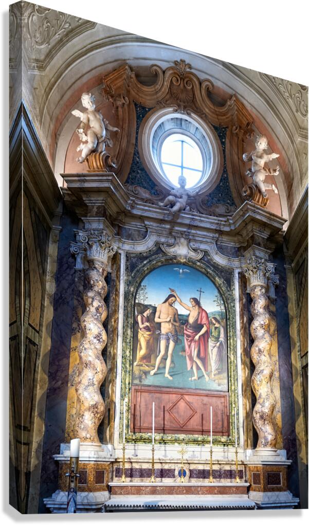 Città della Pieve Umbria Italy. The Cathedral of San Gervasio e Protasio. The Baptism of Christ by Perugino