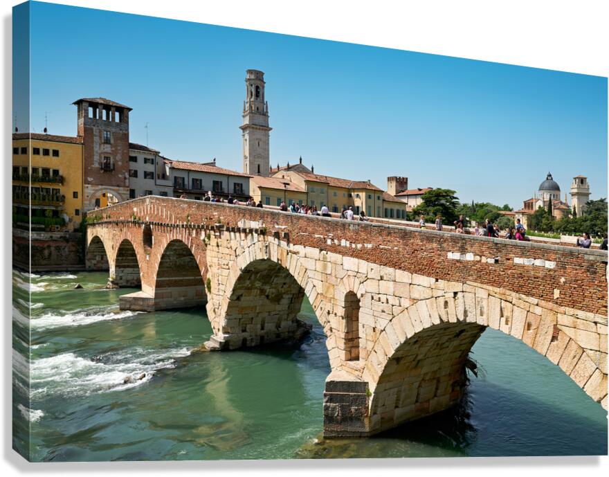 Verona Veneto Italy. Cityscape. The river Adige and Ponte Pietra Stone Bridge
